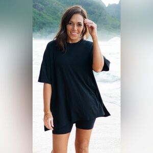 NWT Kyte Bamboo Biker Short Athleisure Pajama Set in Midnight Black, size XS